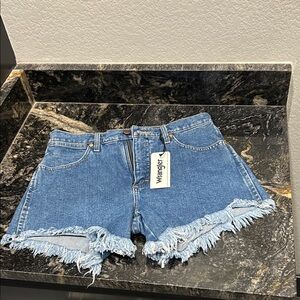 Wrangler Women's Frayed Hem Blue Jean Shorts